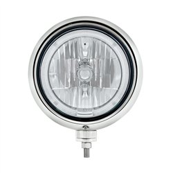 UP32662-Black Guide Headlight 9007 Bulb With Amber LED Halo Rim