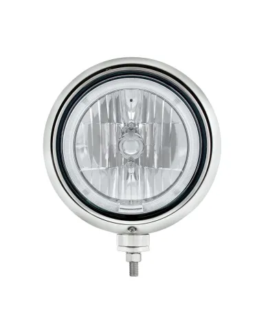 UP32663-Black Guide Headlight 9007 Bulb With White LED Halo Rim