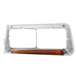 UP32702-24 LED Headlight Bezel With GloLight For 1989-2009 Freightliner FLD - Driver - Amber Lens
