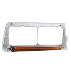 UP32703-24 LED Headlight Bezel With GloLight For 1989-2009 Freightliner FLD - Passenger - Amber Lens