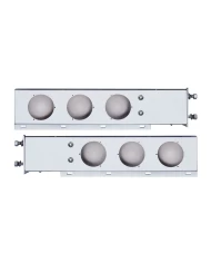 (2/BULK) STAINLESS STEEL SPRING LOADED REAR LIGHT BAR W/ SIX 4" ROUND LIGHT CUTOUTS - 3 3/4" BOLT PATTERN