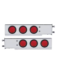 (2/BULK) STAINLESS STEEL SPRING LOADED REAR LT BAR W/ SIX 4" ROUND RED INCANDESCENT LT - 3 3/4" BOLT PATTERN