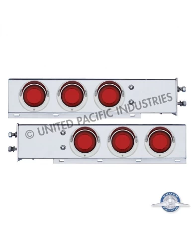 (2/BULK) S.S. SPRING LOADED REAR LIGHT BAR W/ SIX 23 RED LED 4" MIRAGE LIGHT W/ VISOR - RED LED/RED LENS (2 1/2" B.P.) (2/BULK) S.S. SPRING LOADED REAR LIGHT BAR W/ SIX 23 RED LED 4" MIRAGE LIGHT W/ VISOR - RED LED/RED LENS (2 1/2" B.P.)