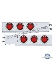 (2/BULK) S.S. SPRING LOADED REAR LIGHT BAR W/ SIX 23 RED LED 4" MIRAGE LIGHT W/ VISOR - RED LED/RED LENS (2 1/2" B.P.)