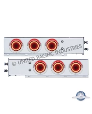 (2/BULK) S.S. SPRING LOADED REAR LIGHT BAR W/ SIX 23 RED LED 4" MIRAGE LIGHT W/ VISOR - RED LED/CLEAR LENS (2 1/2" B.P.)