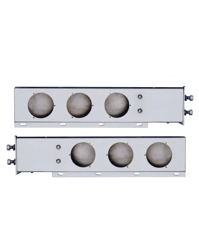 (2/BULK) ECONOMY 430 S.S. SPRING LOADED REAR LIGHT BAR W/ SIX 4" ROUND LIGHT CUTOUTS - 2 1/2" B.P. (2/BULK) ECONOMY 430 S.S. SPRING LOADED REAR LIGHT BAR W/ SIX 4" ROUND LIGHT CUTOUTS - 2 1/2" B.P.
