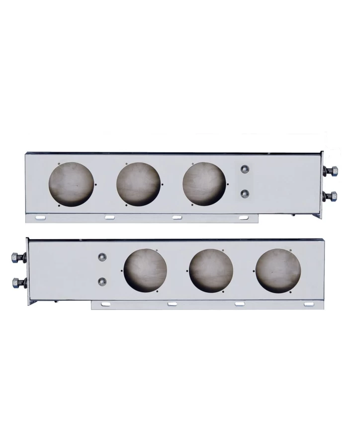 (2/BULK) ECONOMY 430 S.S. SPRING LOADED REAR LIGHT BAR W/ SIX 4" ROUND LIGHT CUTOUTS - 2 1/2" B.P.