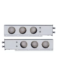 (2/BULK) ECONOMY 430 S.S. SPRING LOADED REAR LIGHT BAR W/ SIX 4" ROUND LIGHT CUTOUTS - 2 1/2" B.P.