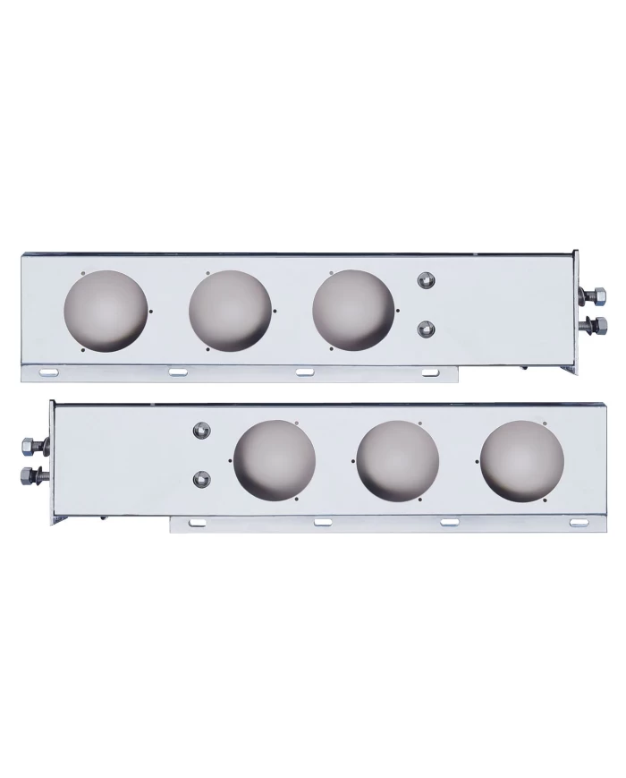 (2/BULK) ECONOMY 430 S.S. SPRING LOADED REAR LIGHT BAR W/ SIX 4" ROUND LIGHT CUTOUTS - 2" B.P.