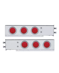 (2/BULK) 430 S.S. SPRING LOADED REAR LT BAR W/ SIX 4" ROUND RED INCANDESCENT LT W/ VISOR - 2" BOLT PATTERN