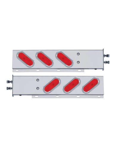 (2/BULK) 430 S.S. SPRING LOADED REAR LT BAR W/ 6 SLANTED UP OVAL RED INCANDESCENT LT W/ VISOR - 2 1/2" BOLT PATTERN (2/BULK) 430 S.S. SPRING LOADED REAR LT BAR W/ 6 SLANTED UP OVAL RED INCANDESCENT LT W/ VISOR - 2 1/2" BOLT PATTERN