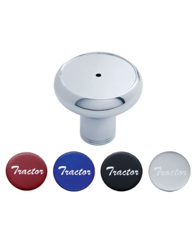 (CARD) CHROME DELUX AIR VALVE KNOB WITH TRACTOR GLOSSY STICKER - BLACK, BLUE, RED AND SILVER (CARD) CHROME DELUX AIR VALVE KNOB WITH TRACTOR GLOSSY STICKER - BLACK, BLUE, RED AND SILVER