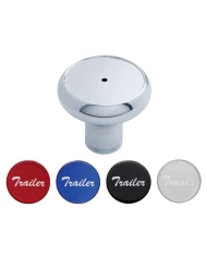 (CARD) CHROME ALUMINUM AIR VALVE KNOB WITH TRAILER GLOSSY STICKER - BLACK, BLUE, RED AND SILVER