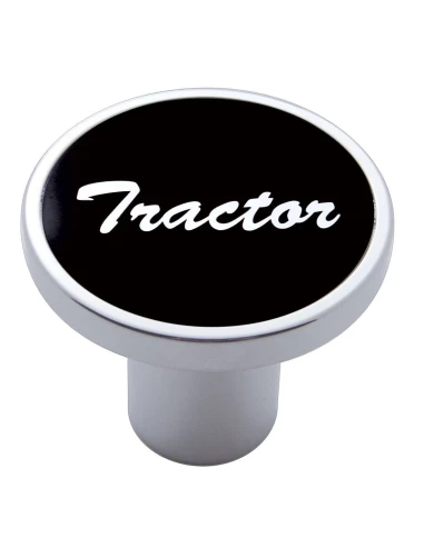 (CARD) CHROME AIR VALVE KNOB W/ "TRACTOR" ALUMINUM STICKER - BLACK (CARD) CHROME AIR VALVE KNOB W/ "TRACTOR" ALUMINUM STICKER - BLACK