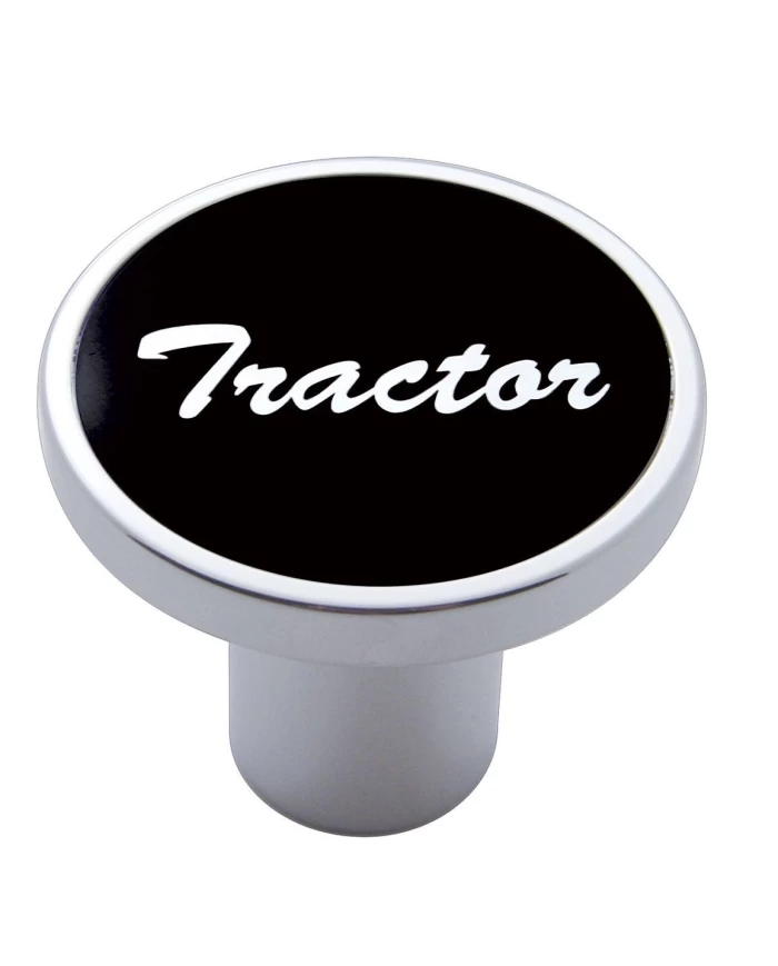(CARD) CHROME AIR VALVE KNOB W/ "TRACTOR" ALUMINUM STICKER - BLACK