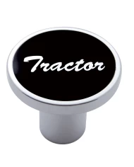 (CARD) CHROME AIR VALVE KNOB W/ "TRACTOR" ALUMINUM STICKER - BLACK