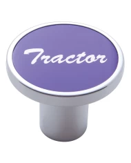 (CARD) CHROME AIR VALVE KNOB W/ "TRACTOR" ALUMINUM STICKER - PURPLE (CARD) CHROME AIR VALVE KNOB W/ "TRACTOR" ALUMINUM STICKER - PURPLE