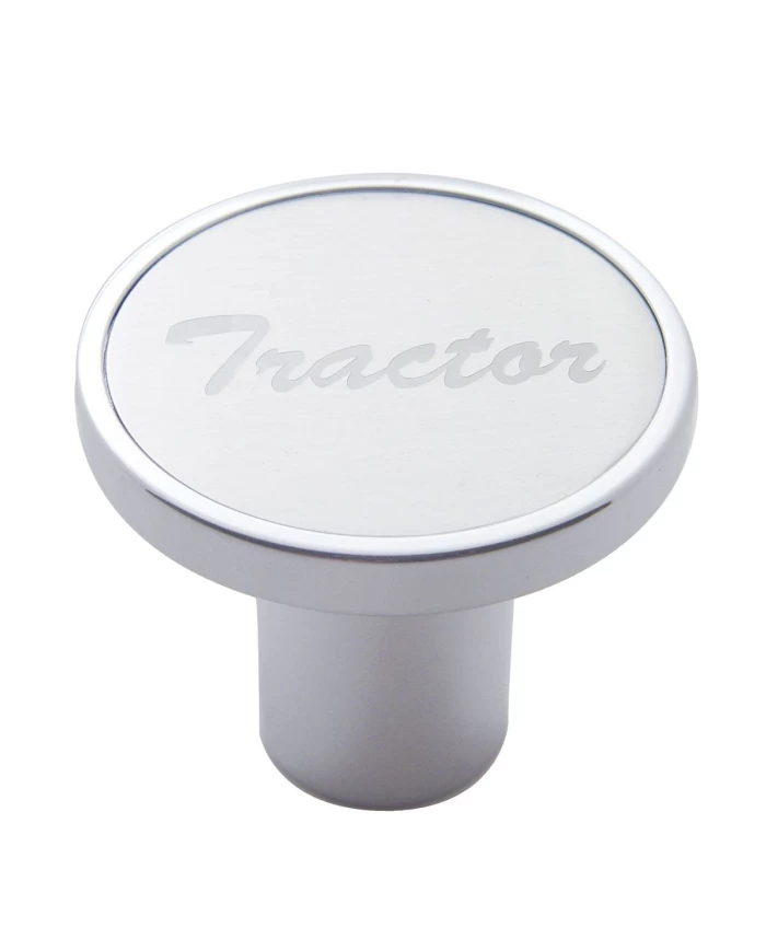 (CARD) CHROME AIR VALVE KNOB W/ "TRACTOR" ALUMINUM STICKER - SILVER (CARD) CHROME AIR VALVE KNOB W/ "TRACTOR" ALUMINUM STICKER - SILVER