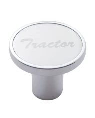(CARD) CHROME AIR VALVE KNOB W/ "TRACTOR" ALUMINUM STICKER - SILVER (CARD) CHROME AIR VALVE KNOB W/ "TRACTOR" ALUMINUM STICKER - SILVER