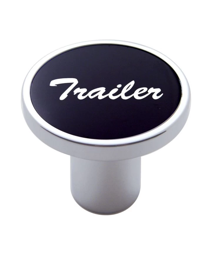 (CARD) CHROME AIR VALVE KNOB W/ "TRAILER" ALUMINUM STICKER - BLACK