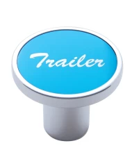 (CARD) CHROME AIR VALVE KNOB W/ "TRAILER" ALUMINUM STICKER - BLUE