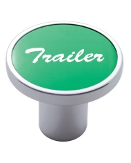 (CARD) CHROME AIR VALVE KNOB W/ "TRAILER" ALUMINUM STICKER - GREEN