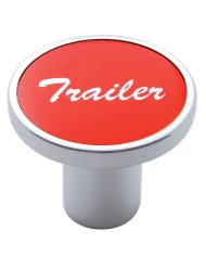 (CARD) CHROME AIR VALVE KNOB W/ "TRAILER" ALUMINUM STICKER - RED