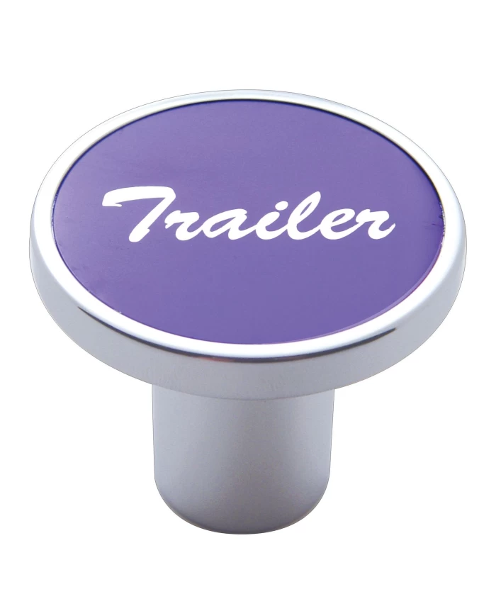 (CARD) CHROME AIR VALVE KNOB W/ "TRAILER" ALUMINUM STICKER - PURPLE