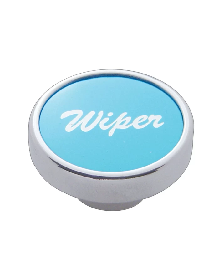 (CARD) CHROME DASH KNOB W/ ALUMINUM "WIPER" STICKER - BLUE