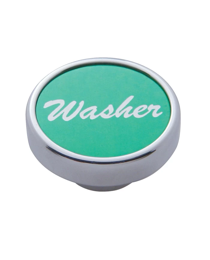 (CARD) CHROME DASH KNOB W/ ALUMINUM "WASHER" STICKER - GREEN