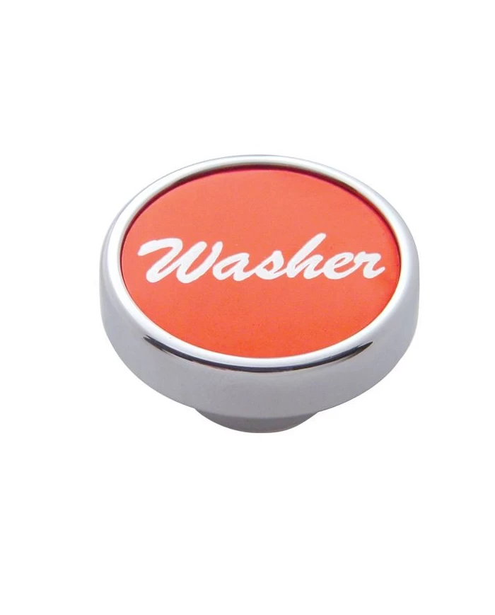 (CARD) CHROME DASH KNOB W/ ALUMINUM "WASHER" STICKER - RED
