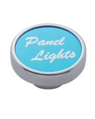 (CARD) CHROME DASH KNOB W/ ALUMINUM "PANEL LIGHTS" STICKER - BLUE