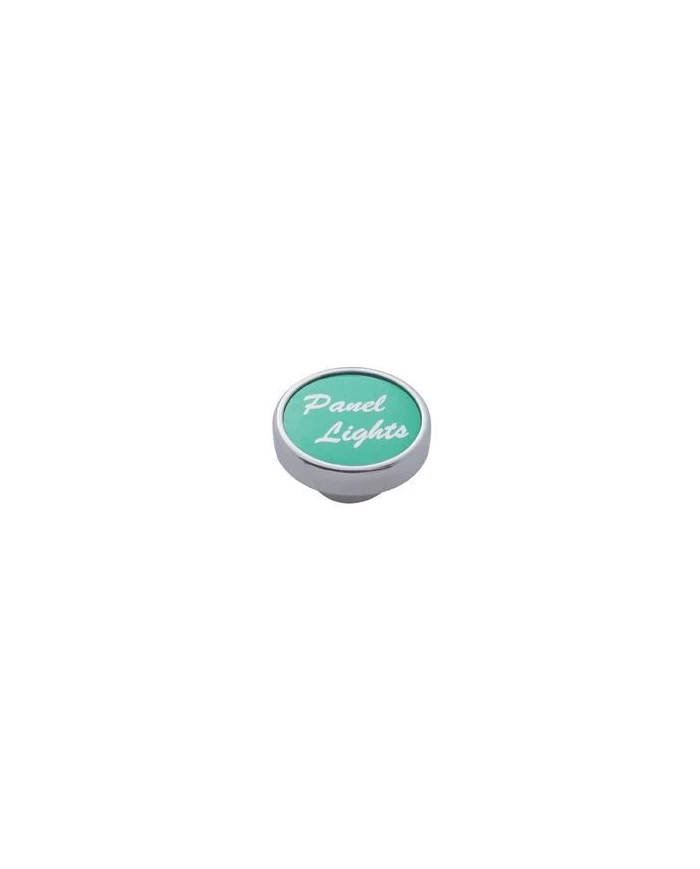 (CARD) CHROME DASH KNOB W/ ALUMINUM "PANEL LIGHTS" STICKER - GREEN