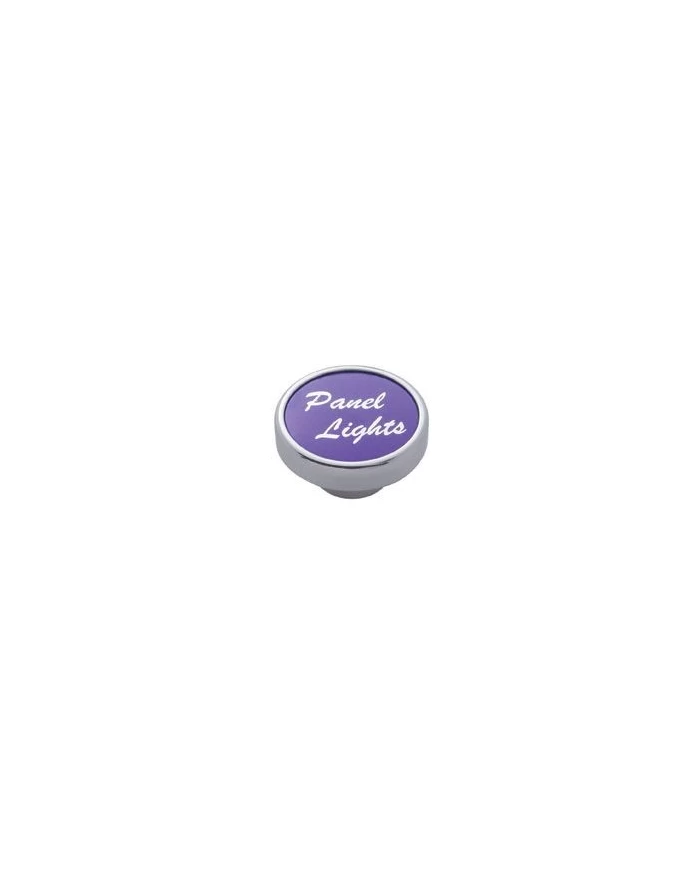 (CARD) CHROME DASH KNOB W/ ALUMINUM "PANEL LIGHTS" STICKER - PURPLE