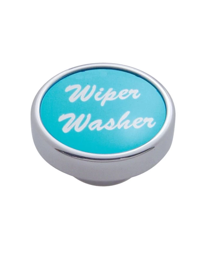 (CARD) CHROME DASH KNOB W/ ALUMINUM "WIPER/WASHER" STICKER - BLUE