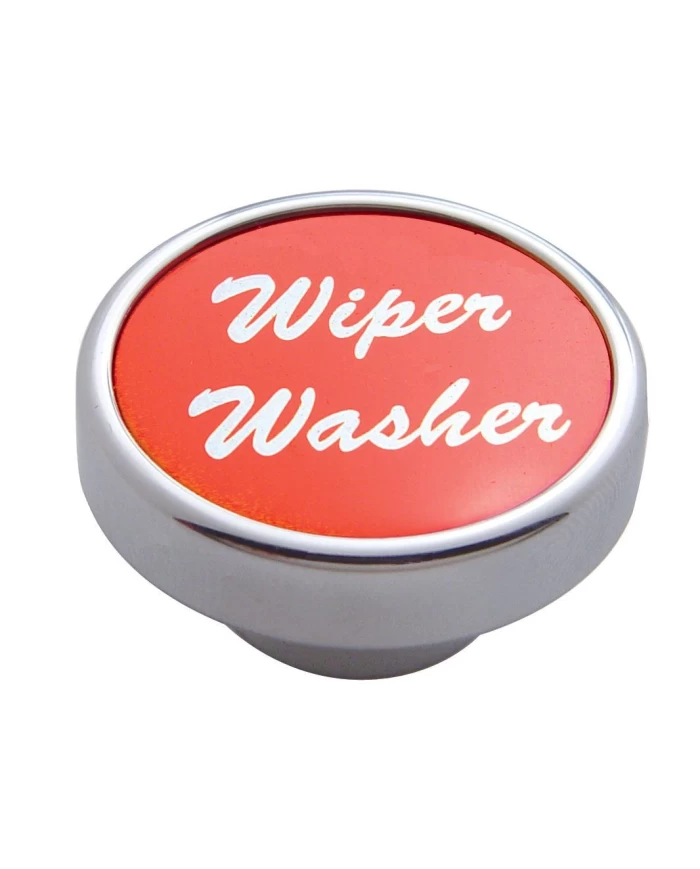 (CARD) CHROME DASH KNOB W/ ALUMINUM "WIPER/WASHER" STICKER - RED