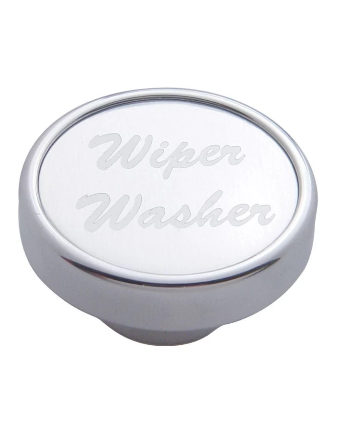 (CARD) CHROME DASH KNOB W/ ALUMINUM "WIPER/WASHER" STICKER - SILVER