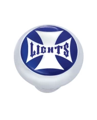 (CARD) CHROME DELUXE W/ GLOSSY "LIGHT" MALTESE CROSS STICKER - BLUE