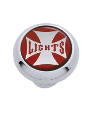 (CARD) CHROME DELUXE W/ GLOSSY "LIGHT" MALTESE CROSS STICKER - RED