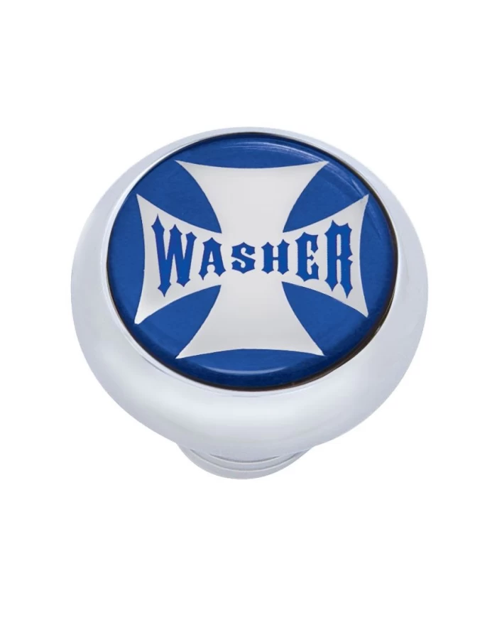 (CARD) CHROME DELUXE W/ GLOSSY "WASHER" MALTESE CROSS STICKER - BLUE