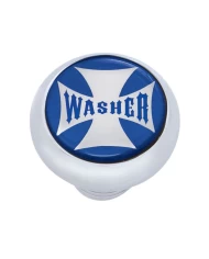 (CARD) CHROME DELUXE W/ GLOSSY "WASHER" MALTESE CROSS STICKER - BLUE