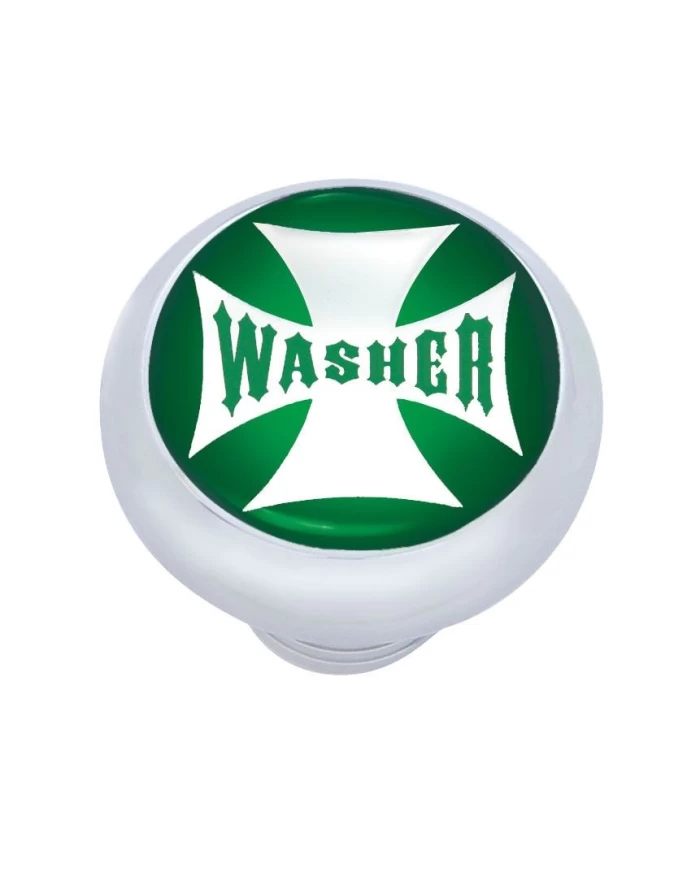 (CARD) CHROME DELUXE W/ GLOSSY "WASHER" MALTESE CROSS STICKER - GREEN
