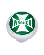 (CARD) CHROME DELUXE W/ GLOSSY "WASHER" MALTESE CROSS STICKER - GREEN