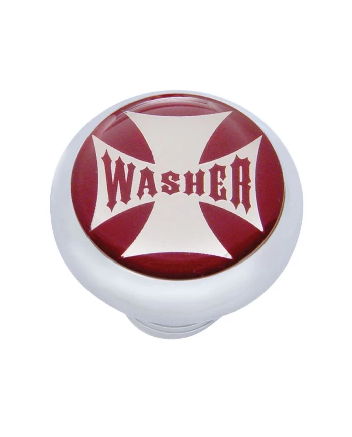 (CARD) CHROME DELUXE W/ GLOSSY "WASHER" MALTESE CROSS STICKER - RED