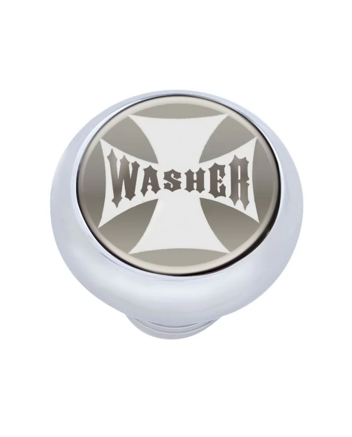 (CARD) CHROME DELUXE W/ GLOSSY "WASHER" MALTESE CROSS STICKER - SILVER