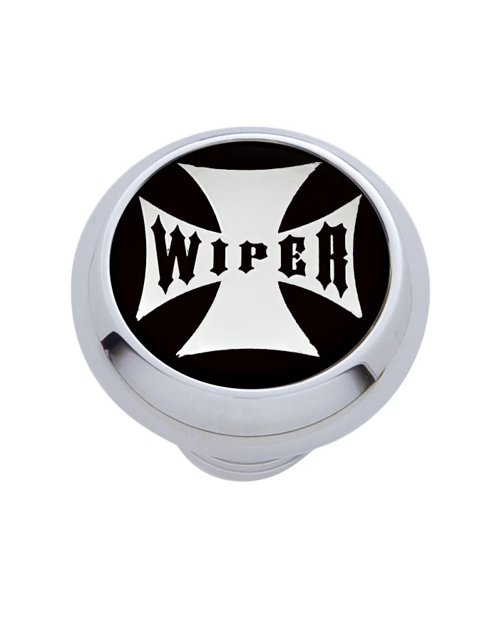 (CARD) CHROME DELUXE W/ GLOSSY "WIPER" MALTESE CROSS STICKER - BLACK