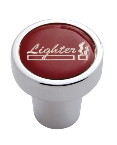 (CARD) CHROME ALUMINUM CIGARETTE LIGHTER KNOB W/ GLOSSY "LIGHTER" STICKER - RED (CARD) CHROME ALUMINUM CIGARETTE LIGHTER KNOB W/ GLOSSY "LIGHTER" STICKER - RED