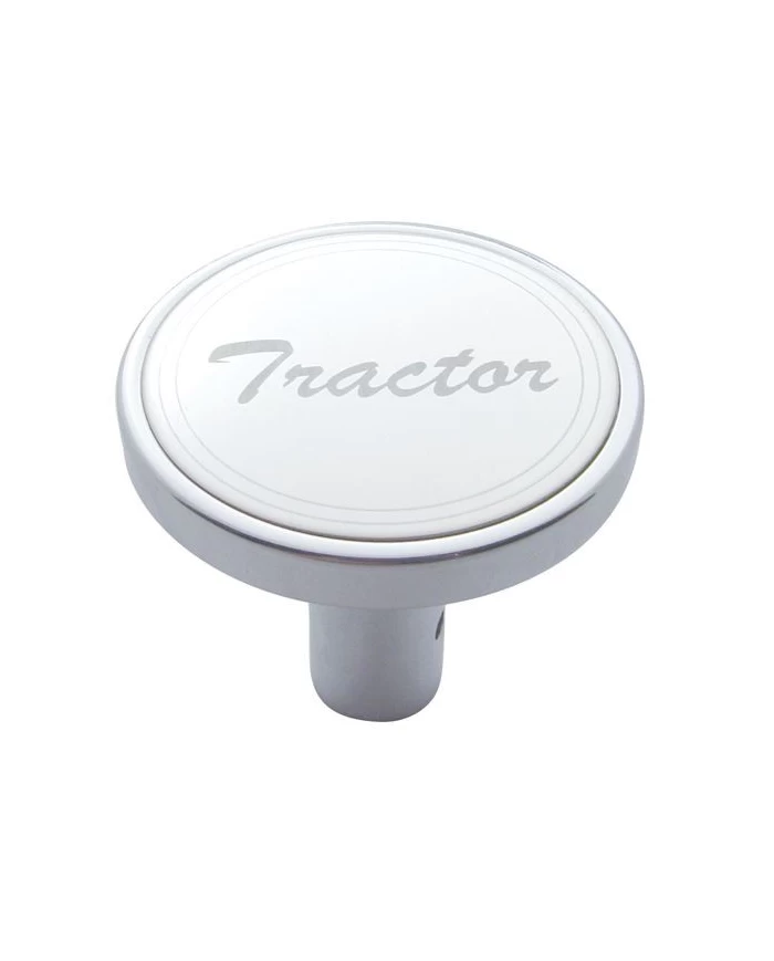 (CARD) CHROME LONG AIR VALVE KNOB W/ STAINLESS STEEL "TRACTOR" PLAQUE - PIN MOUNT (CARD) CHROME LONG AIR VALVE KNOB W/ STAINLESS STEEL "TRACTOR" PLAQUE - PIN MOUNT