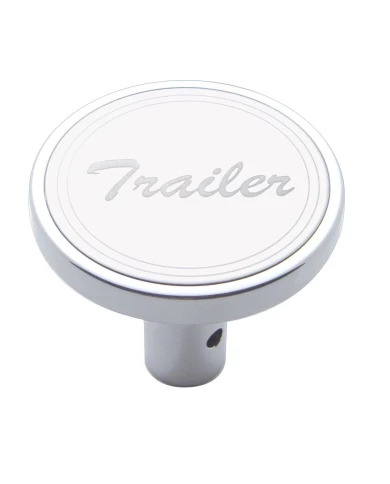 (CARD) CHROME LONG AIR VALVE KNOB W/ STAINLESS STEEL "TRAILER" PLAQUE - PIN MOUNT (CARD) CHROME LONG AIR VALVE KNOB W/ STAINLESS STEEL "TRAILER" PLAQUE - PIN MOUNT