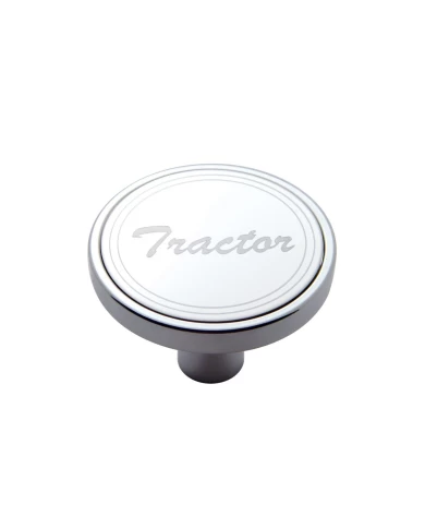 (CARD) CHROME SHORT AIR VALVE KNOB W/ STAINLESS STEEL "TRACTOR" PLAQUE - PIN MOUNT (CARD) CHROME SHORT AIR VALVE KNOB W/ STAINLESS STEEL "TRACTOR" PLAQUE - PIN MOUNT